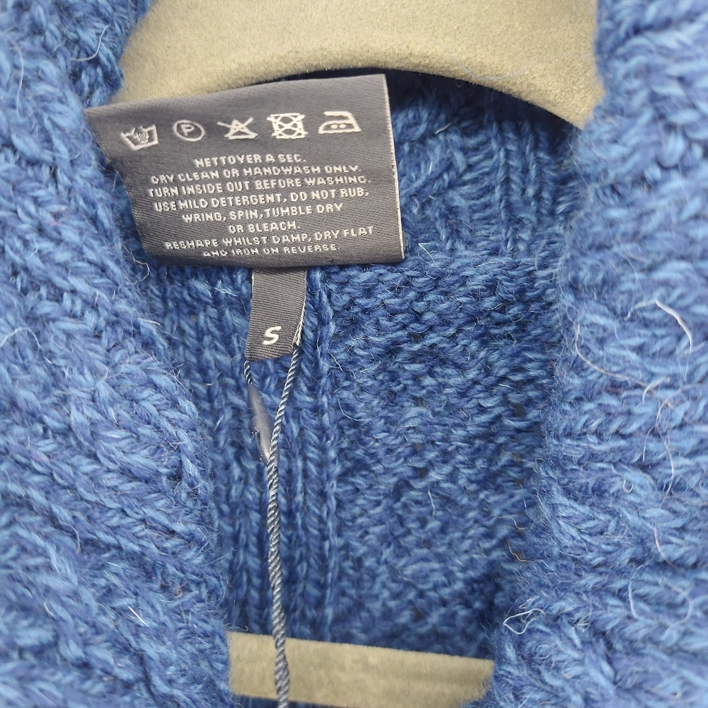 ARAN Woolen Mills PATCHWORK CARDIGAN WITH COLLAR - Picture 12 of 13